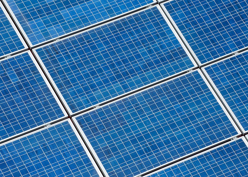 close up of blue solar panels